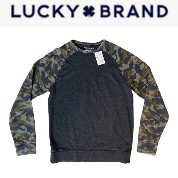 Lucky Brand Tops - LUCKY BRAND VENICE BURNOUT LONG SLEEVE CAMO COLOR BLOCK CREWNECK **NWT**